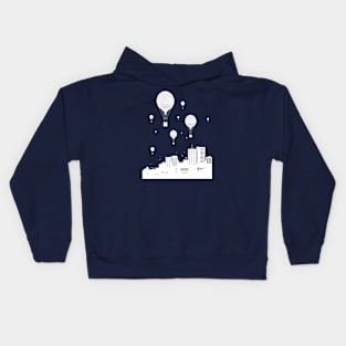 Balloons and the city Kids Hoodie